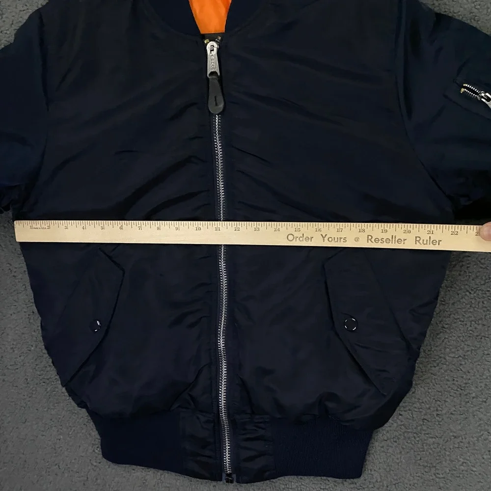 Alpha Industries MA-1 Intermediate Flyers Jacket sz Small Navy Reversible Bomber